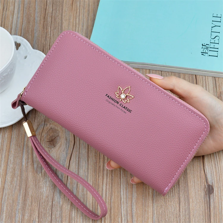 online shopping korean style new leather long flat fancy girl clutch wallet brands