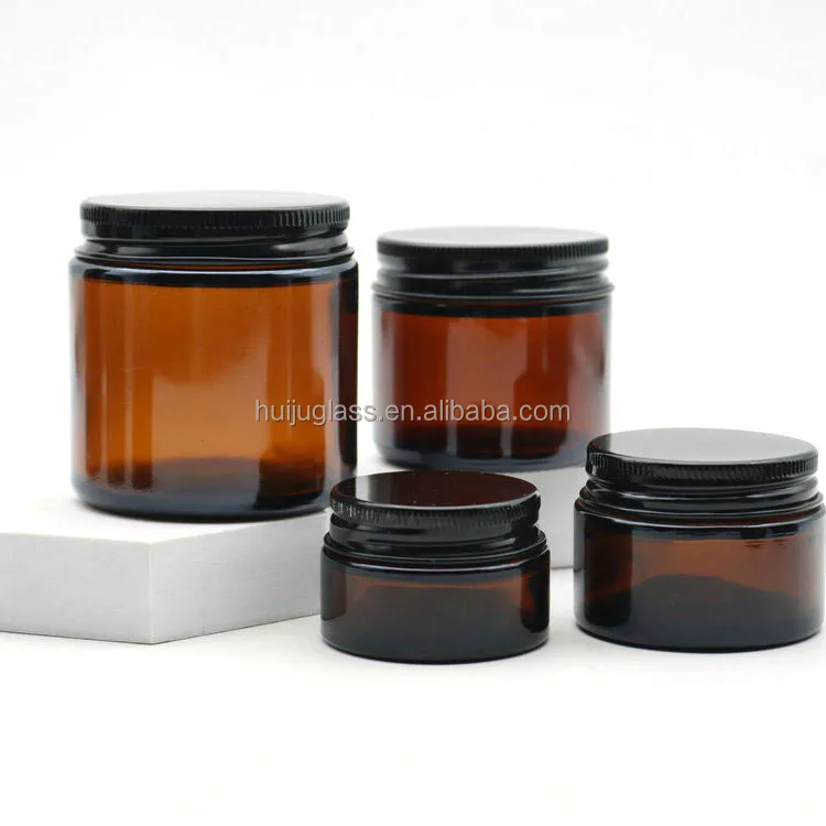 Candle holder luxury 2oz 4oz 7oz 8oz 10oz 12oz 14oz amber frost glass candle jar with metal lid