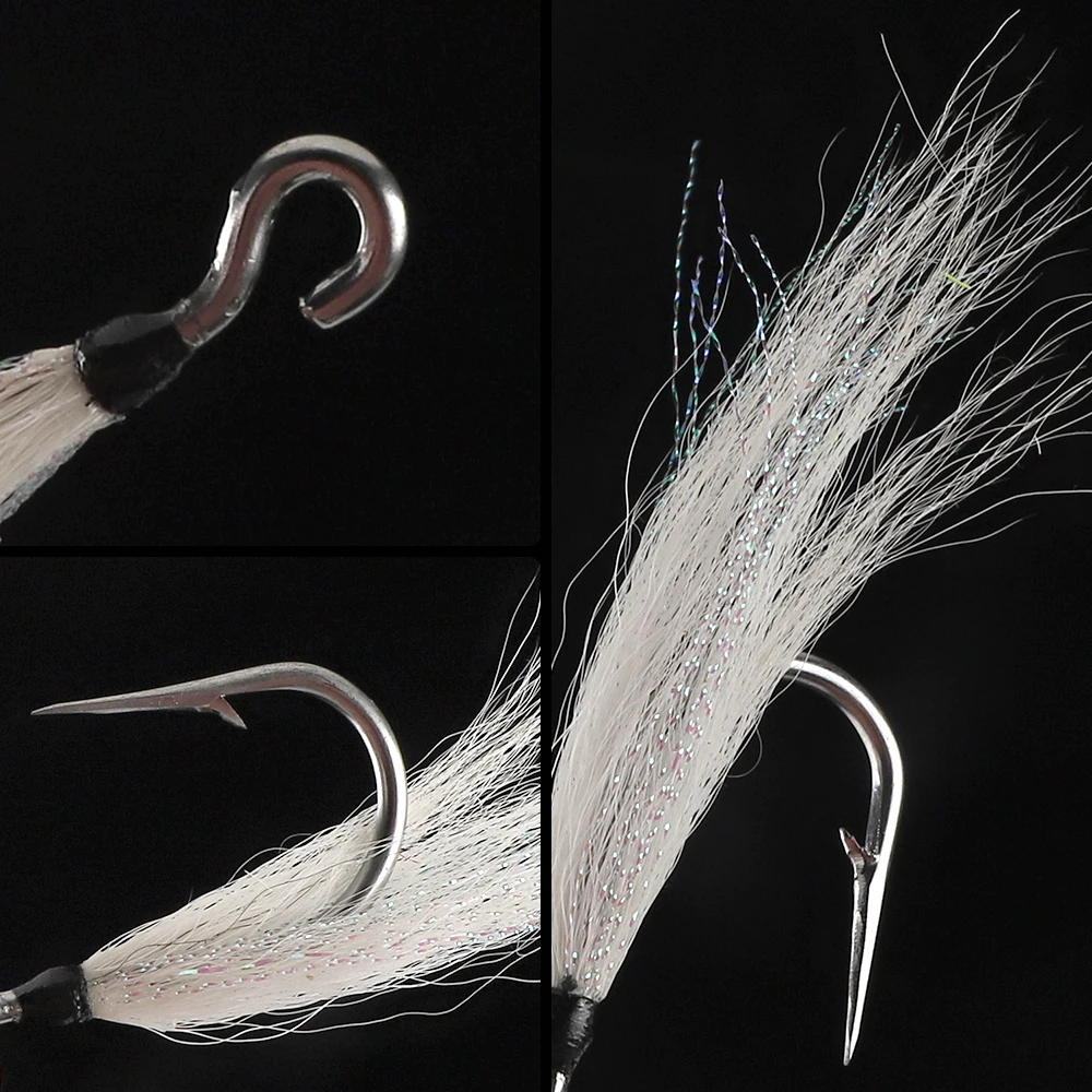 SUPERIORFISHING Wholesale Custom High Carbon Steel Strong Barbed Fishing Hooks With Feather