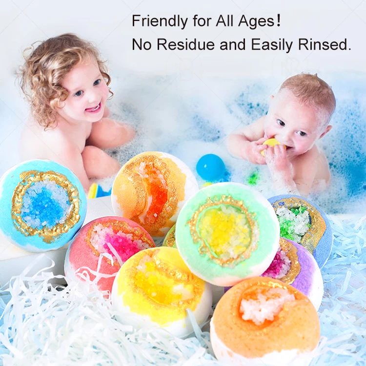 Custom Manufacturer Geode Bath Bombs 3D Shaped Luxury Milk 3d Crystal Bath Bombs Gift Set