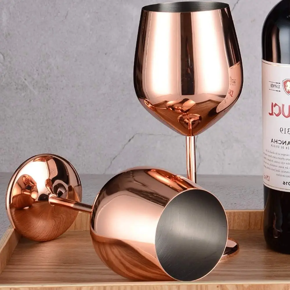 10oz  Copper plated Stainless Steel  Wine Glass Metal Stemmed Glasses Goblets Juice Drink Champagne Goblet Party Barware