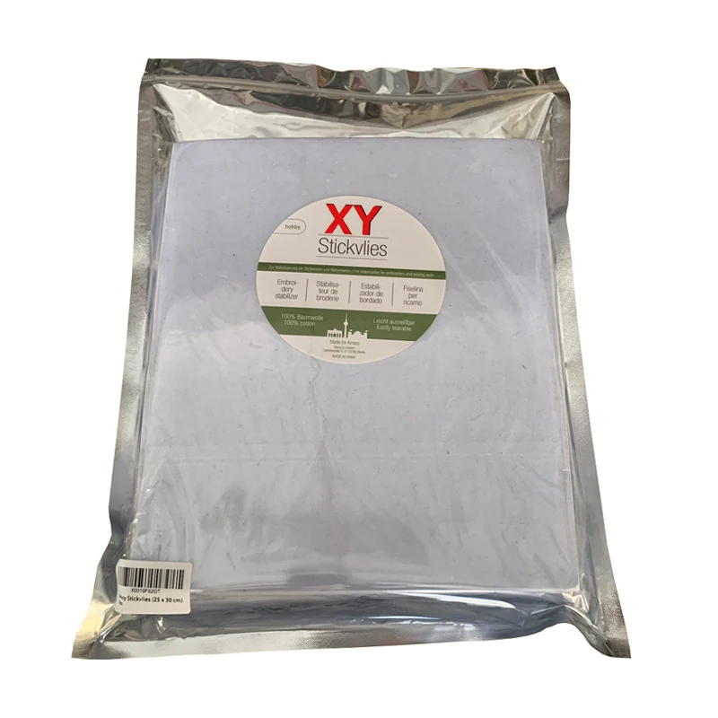 
 Хлопок вышивка стабилизатор подложки-100 листов предварительно вырезанной бумаги-20 см x 20 см оптовая продажа tearable вышивка подложки бумаги  