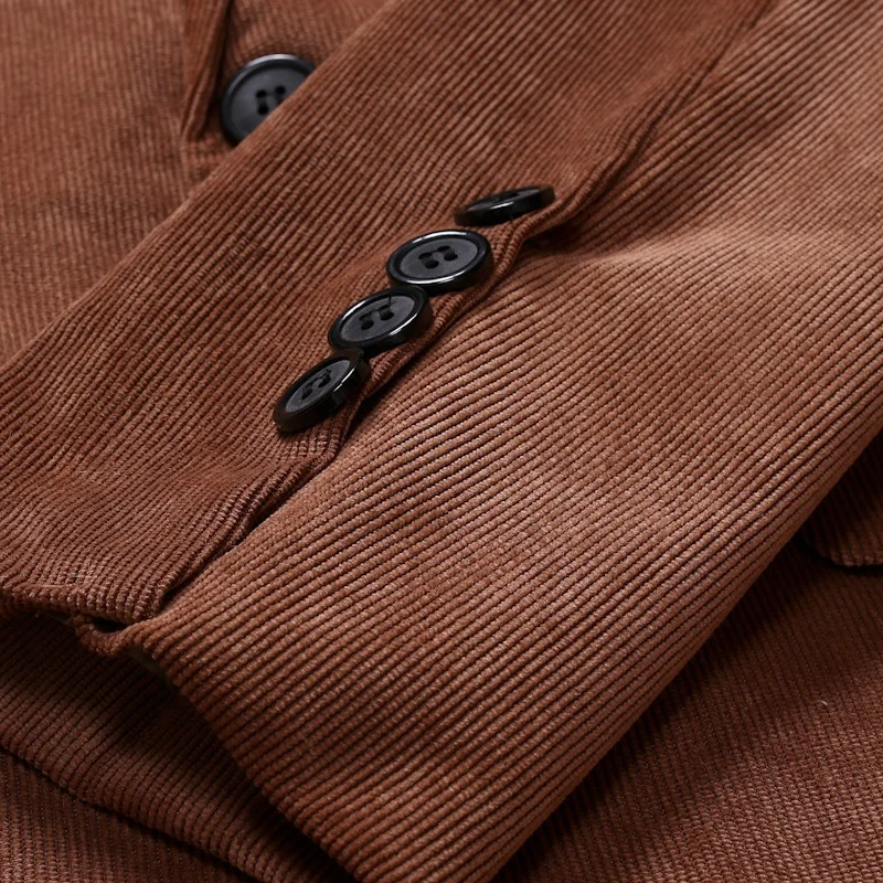 2024 New Mens Suit Black Corduroy Jacket 6XL Business Casual Outfits Red Sport Coat Brown Blazer
