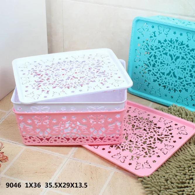 
High-Quality household laundry Rectangular storage Plastic Basket With handle 