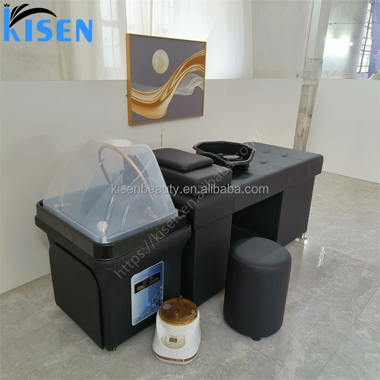 Kisen hotselling custom Salon equipment hair spa wash bed with water storage tank Thai massage shampoo bed with water heater