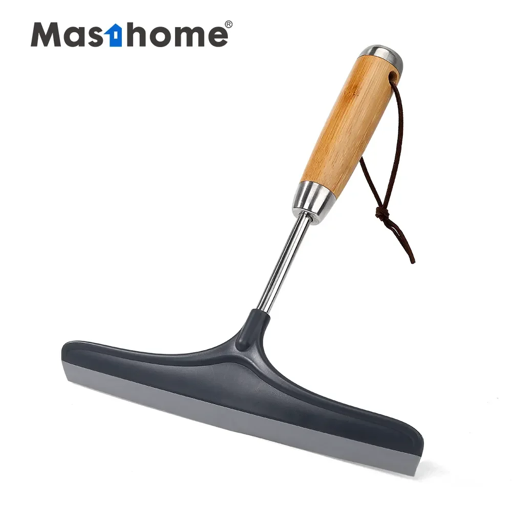 Masthome Bamboo & Stainless Steel Series Dustpan And Brush Set Dustpan With Brush