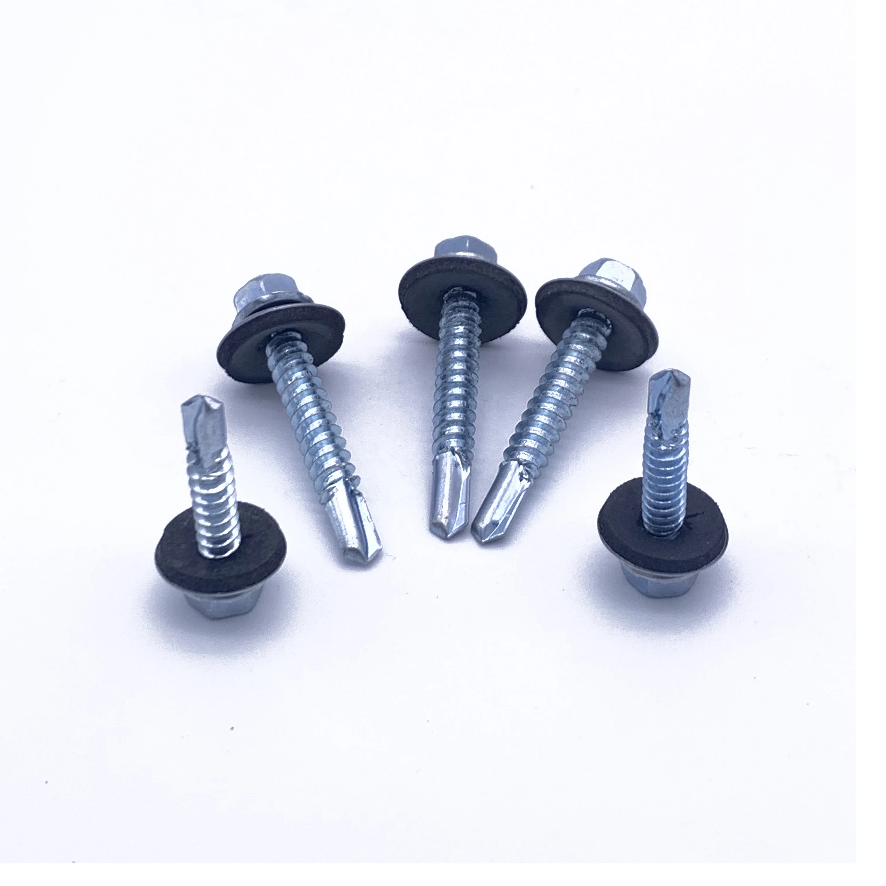 Factory supplier Carbon Steel Blue white DIN7504K hex washer head self drilling screw With EPDM/rubber washer