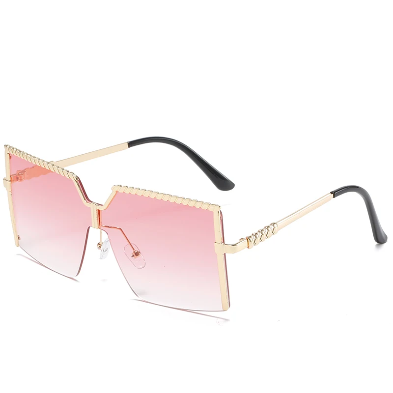 Fashion rimless one-piece sunglasses female cross-border colorful ocean piece gradient color sunglasses trend beach glasses