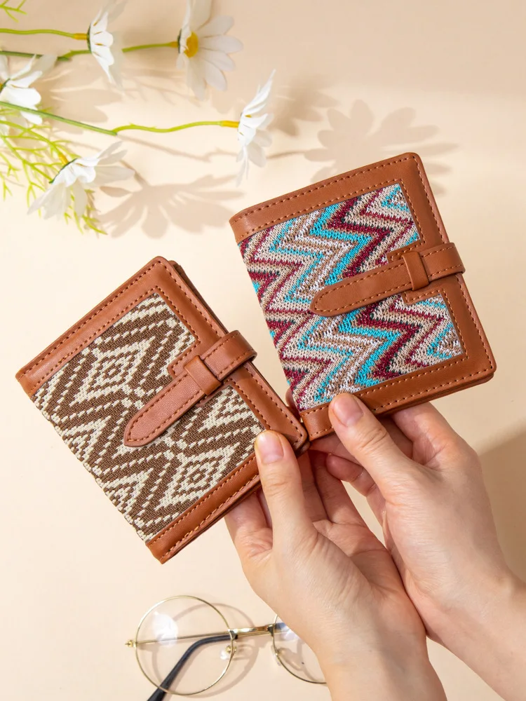Hot Selling Classic Plaid Short  Wallet Mini Cash Card Holder Women Designer Portable Coin Pocket Purse