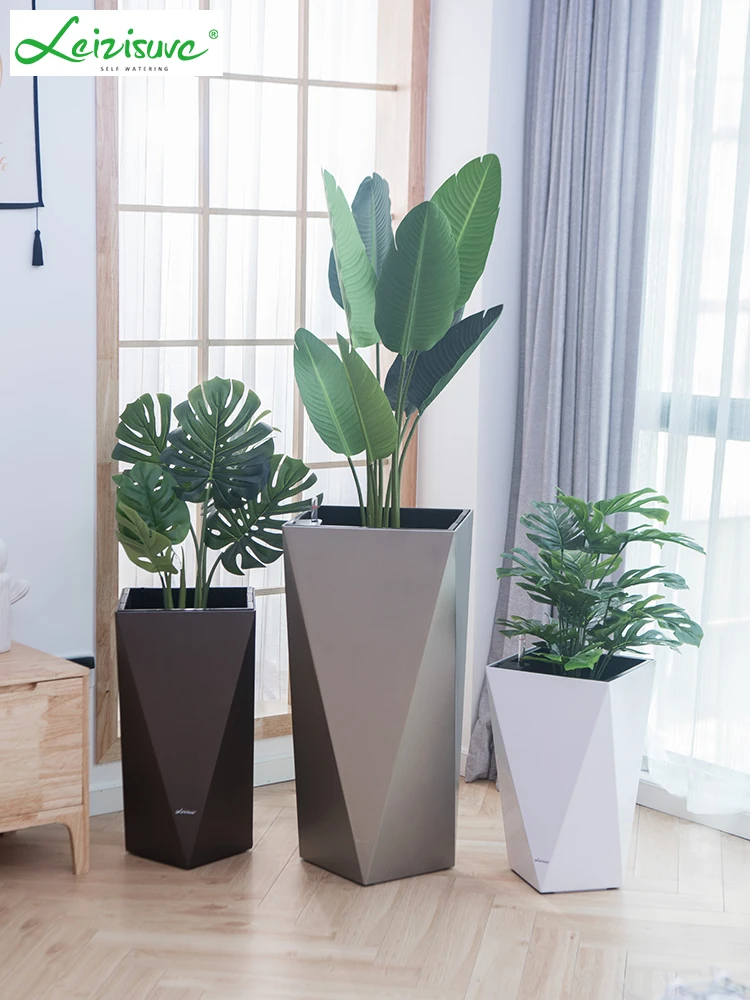 Decorative Large Size Durable Plastic White Nordic Garden Planter Plant Indoor Luxury Flower Pot Big Outdoor Vertical Flowerpots