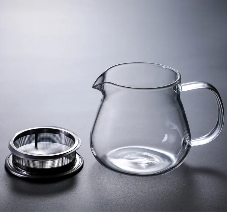 450ml 15oz Heat Resistant Glass Teapot with Infuser Borosilicate Glass Kettle with Stainless Steel Filter Lid and Handle