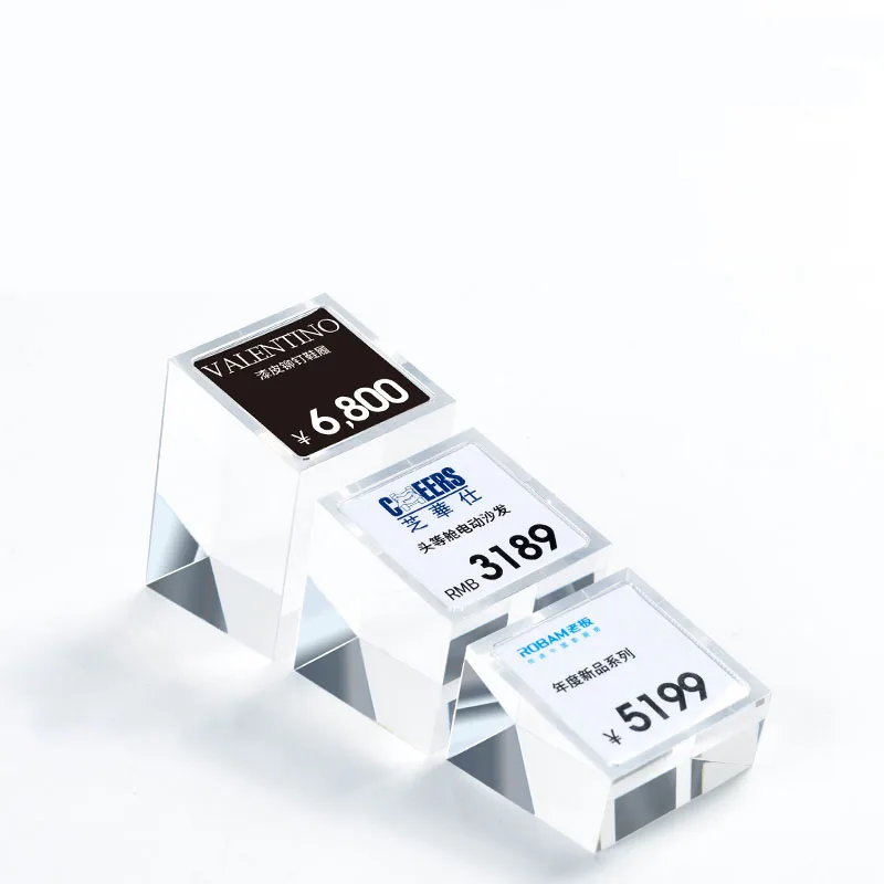 
Crystal Round/square acrylic table paper sign holders small price tag display stand mini picture frame 