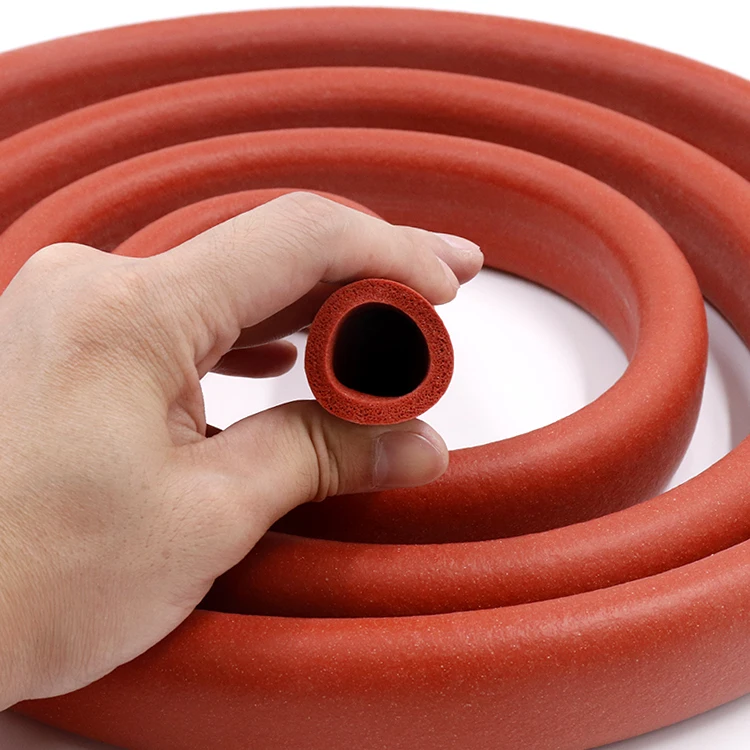 Wholesale Flexible Silicone Foam Sponge Tube Red High Temperature Resistant Flame Retardant Silicone Foam Hose