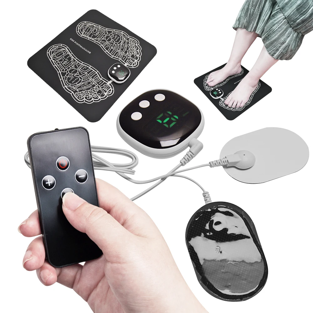 Foldable EMS Foot Massager 8 Modes 19 Intensitives  Massage Mat for Muscles Relaxation with Remote Control and TENS Pads