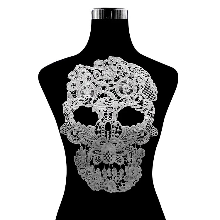 skull Milk silk corsage embroidery lace Diy fashion accessories patch hollow 3D polyester clothing accessories