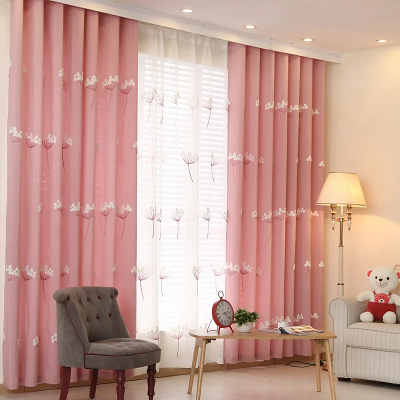 Modern Curtain Pink Blue Curtains Kids Bedroom Embroidered Curtains for the Living Room
