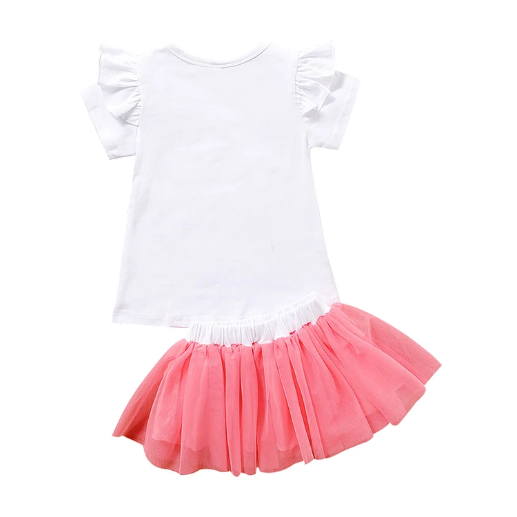 Bulk in wholesale girls boutique clothing new model skirt baby suits tulle skirt plain t-shirts