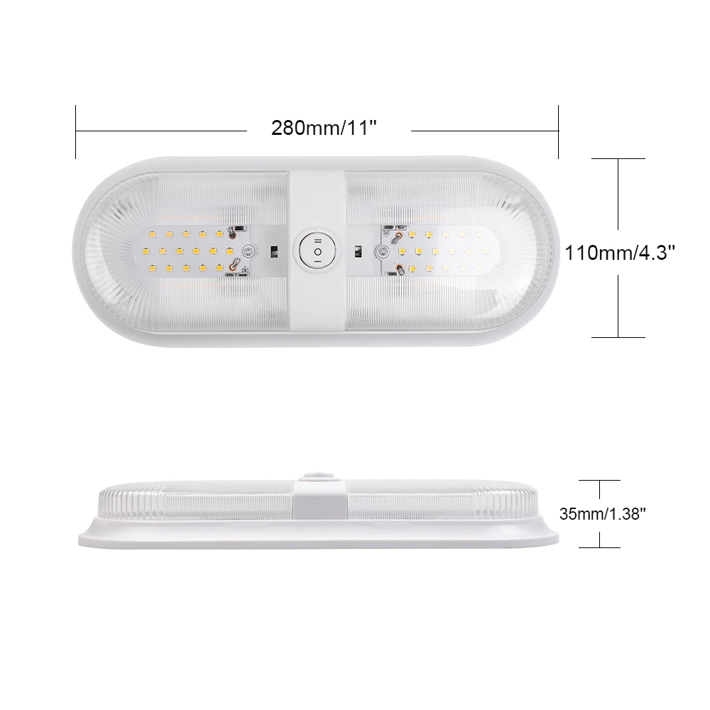 J80115 10-24V RV LED Ceiling Dome Light RV LED Lights Interior for Car/RV/Trailer/Camper/Boat with ON/Off Switch
