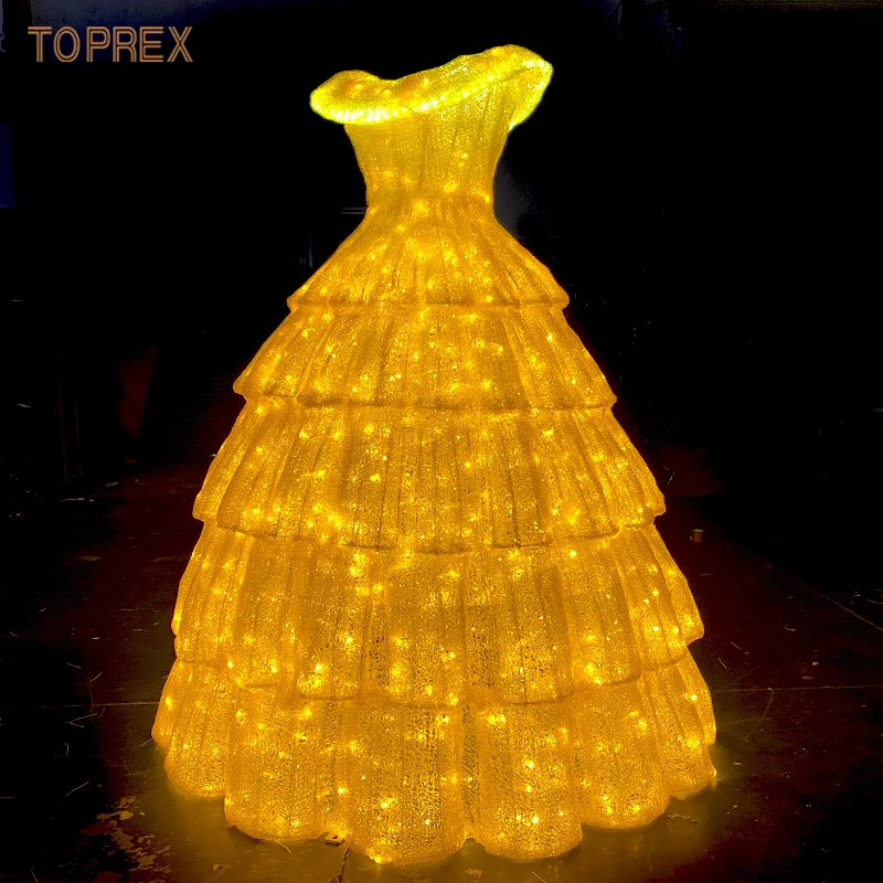 IP65 Waterproof Outdoor Use Customizable Acrylic Led Wedding Light Dress