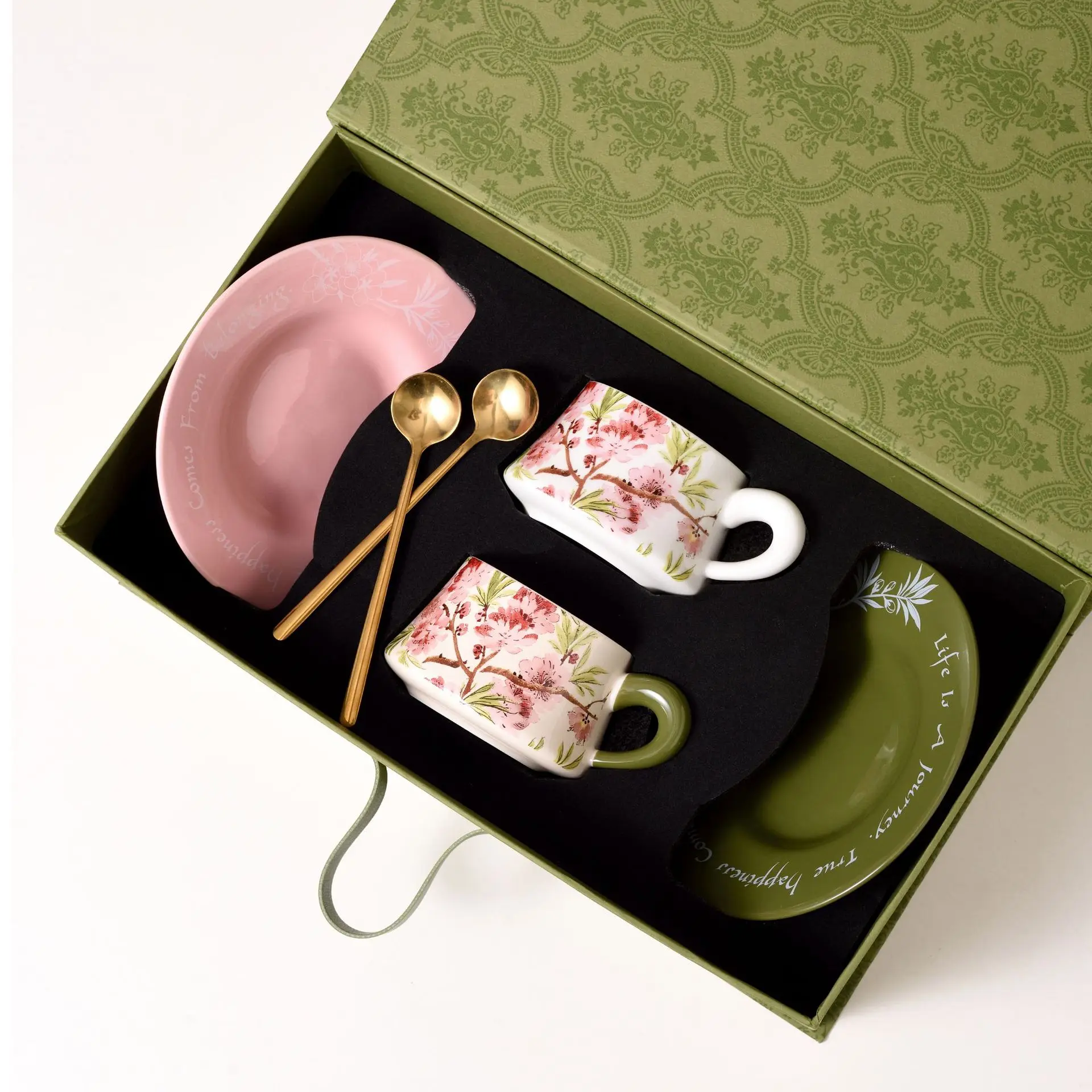 2 in 1 Coffee Cup Set Gift Box Ins Style Casual Restaurant Home Coffee Cup with handle