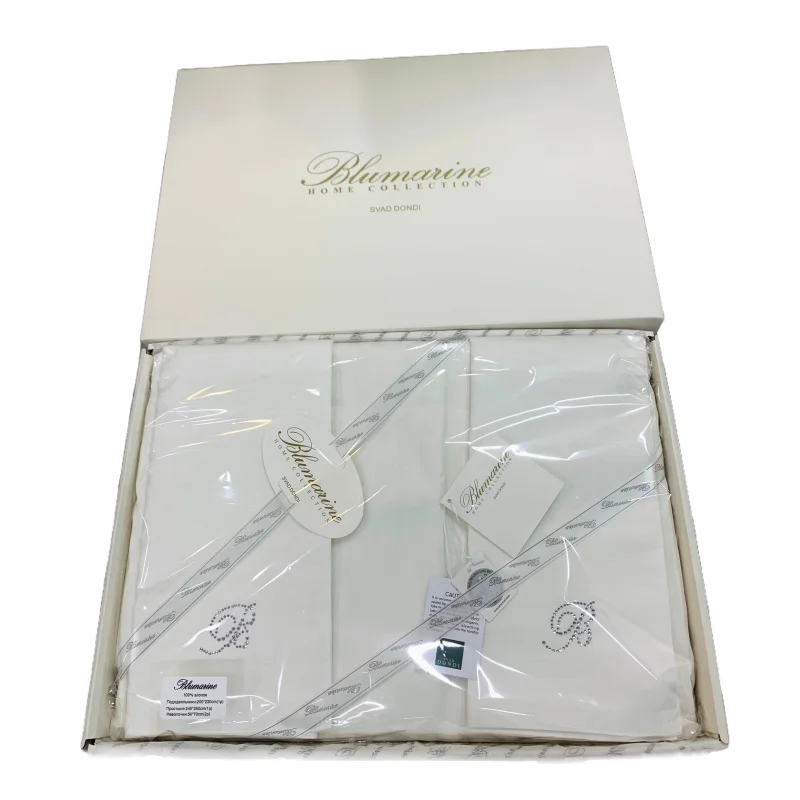 Комплект постельного белья из сатина и хлопка с вышивкой, 4 шт.