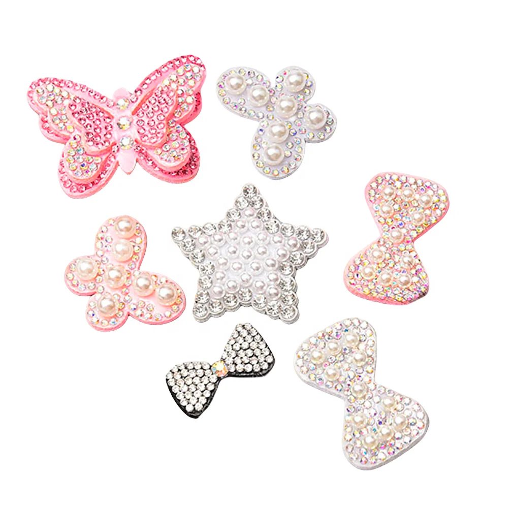 Cute Butterfly Star Heart Rhinestone Applique Head Cloth Non-Woven Sticker Sew On Garment Dress Shoes Hat Decoration Accessories