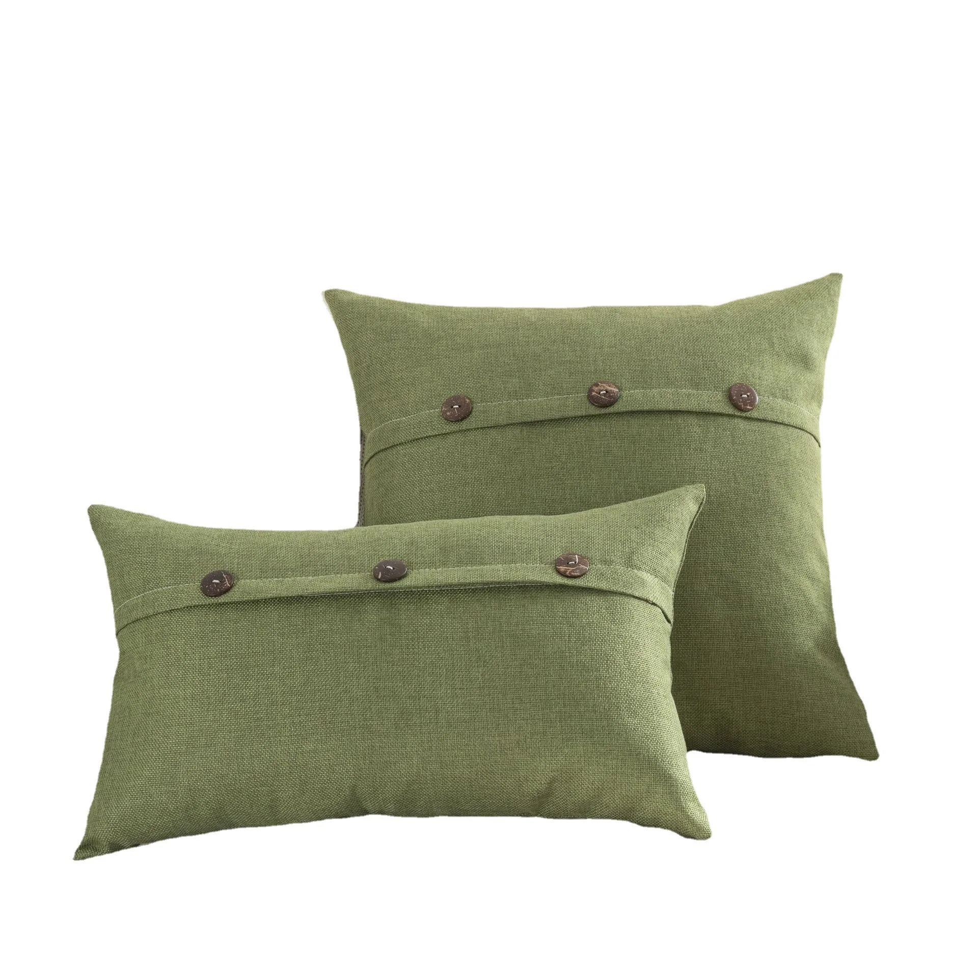 AMZ Hot Style Polyester Imitated Linen Throw Pillow Cover Decorative Chair Cushion Cover Button Vintage Pillow case for Couch S