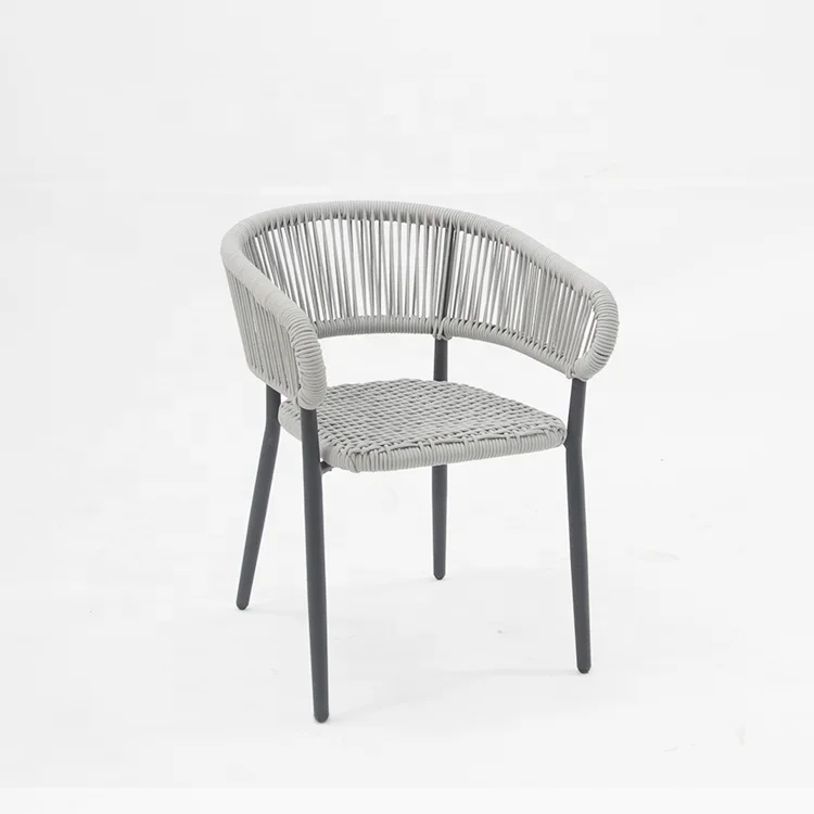 High Quality Modern Patio Furniture Rope Woven Aluminum Chair Garden Restaurant Outdoor Indoor Stackable Rattan Wicker