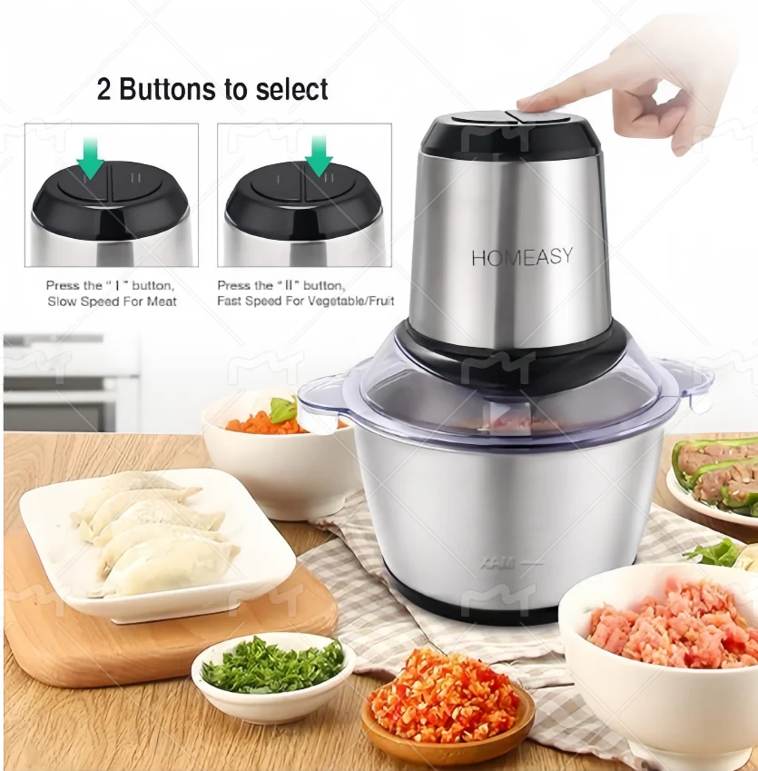 Meat Grinder Electric, Food Processor 2L Stainless Steel  Customize  Meat Blender Food Chopper Kitchen Food  Grinder