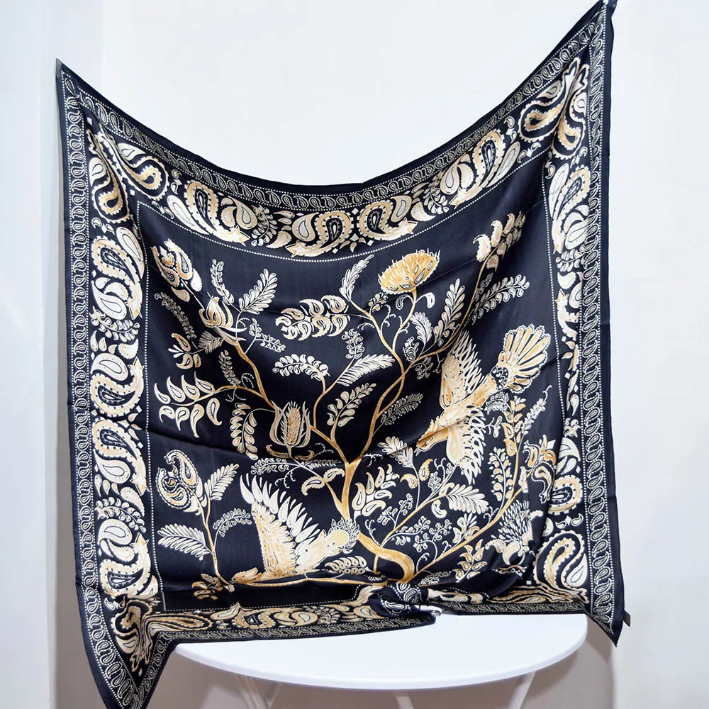 China Golden Signboard Wholesale Silk Scarf for Hair Scarves Ladies Silk