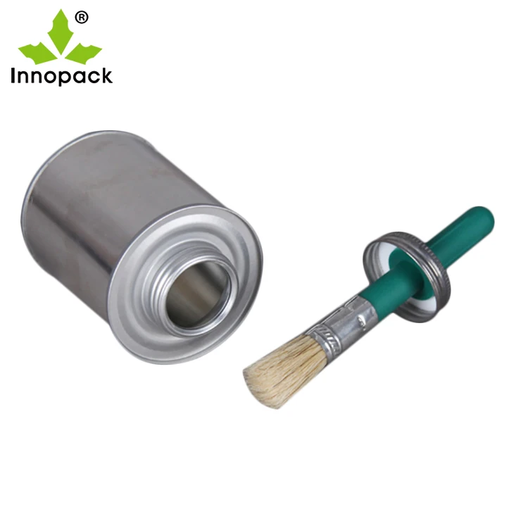 500ml metal round tin can with brush 16oz empty container packing for Hoof oil