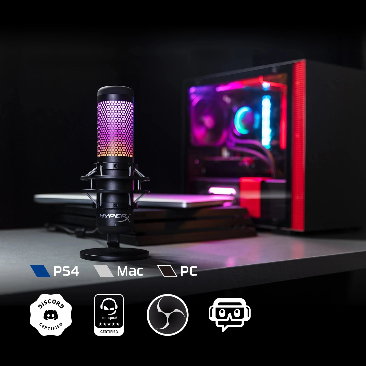Hyper X QuadCast S RGB Lighting USB Condenser Gaming & Streaming HyperX QuadCast S Microphone