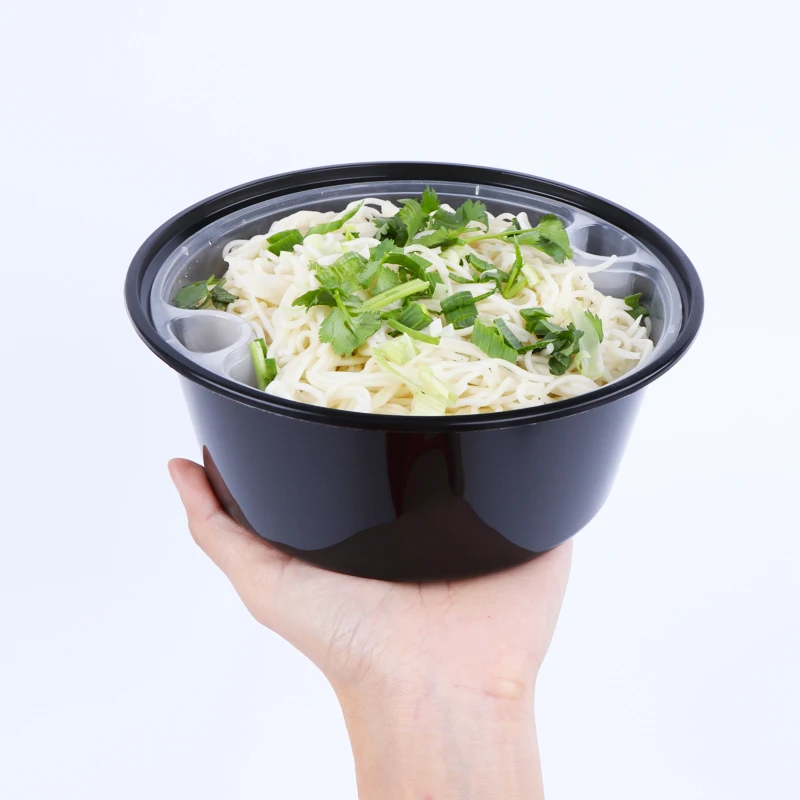 High grade disposable lunch box 1250 1500 1750ml double-layer soup bowl plastic roundr takeaway box