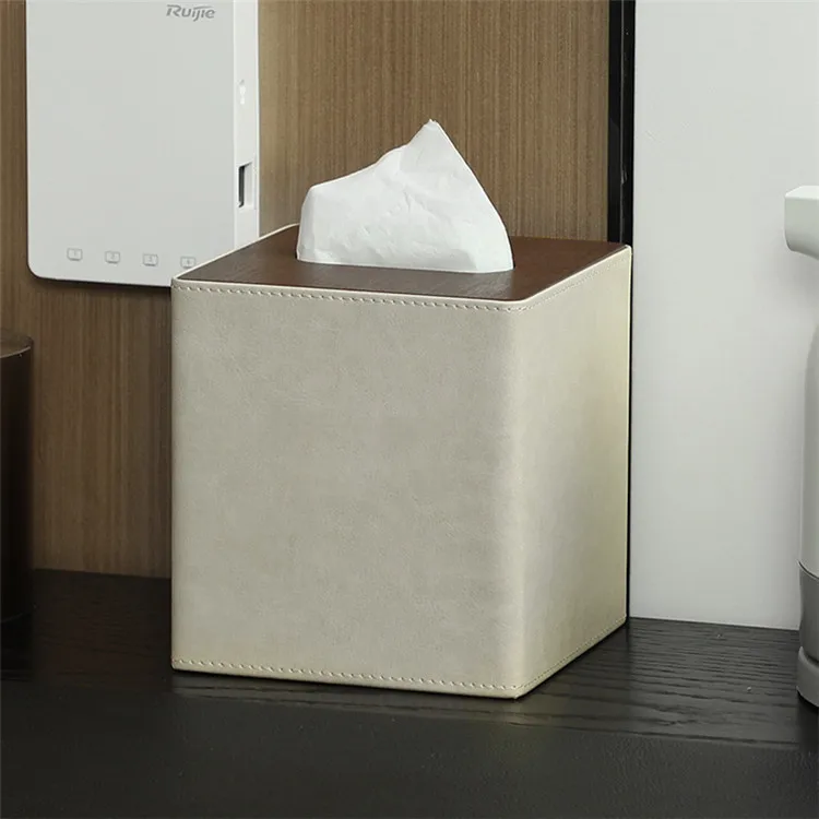 High-end Customize Design Logo Tissue Box Cover leather Hospitality Supplies Accessories amenities set for hotel