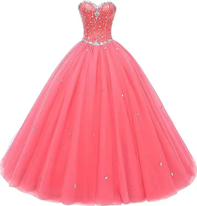 C Clothing Girl Formal Quinceanera Fluffy Princess Strapless Evening Damen Kleid Dresses