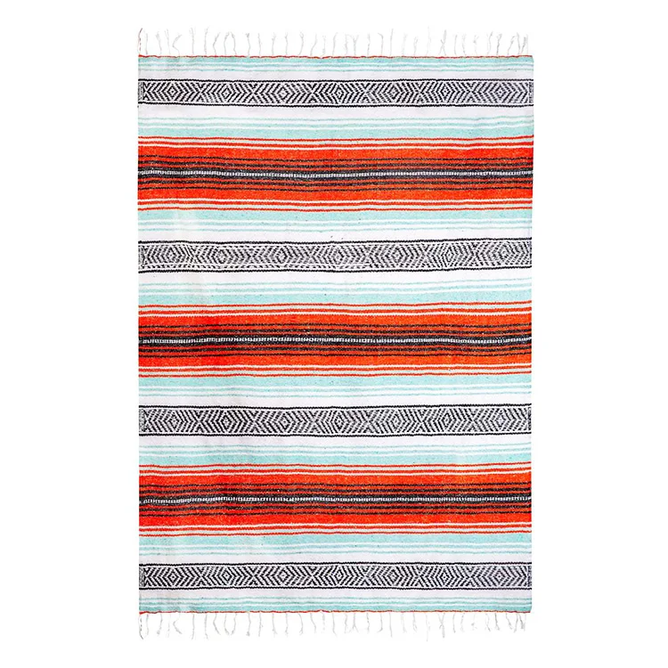 Wholesale Handmade Traditional Woven Mexican Colorful Cotton Picnic Couch Blanket For Seat Cover