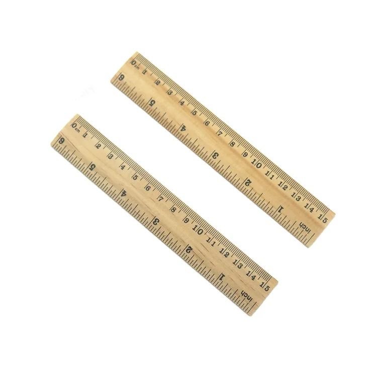 Hot Eco 15cm Wooden Rulers with Centimeters and Inches, Metric Wood Ruler for Students Drafting School Custom Printing