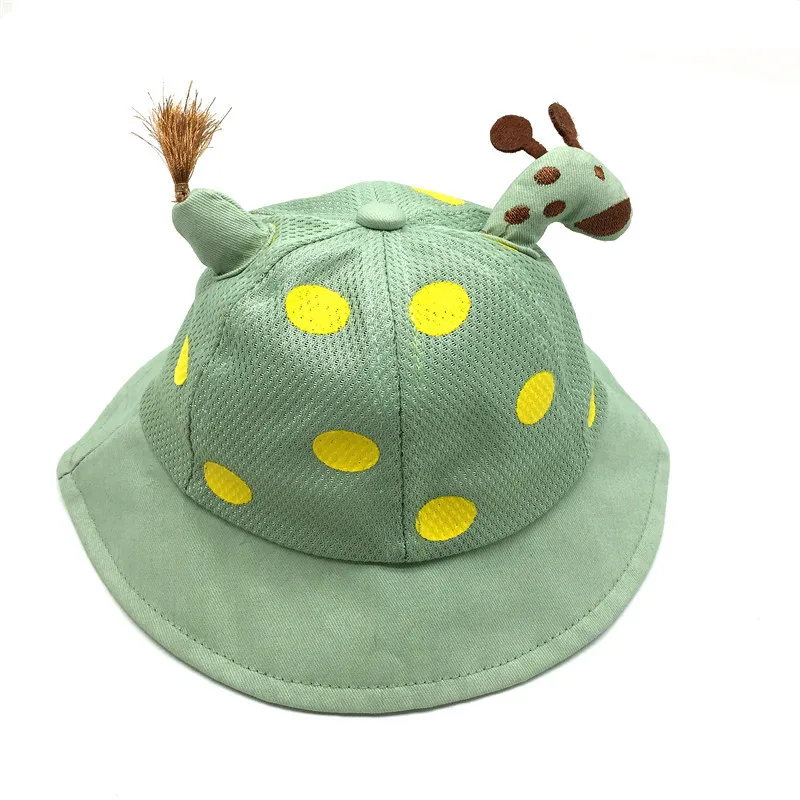 Girls Boys Cute Animal Bucket Hat Spring Summer Giraffe Embroidered Fisherman Sun Protective Hat Kids Cotton Mesh Bucket Hat