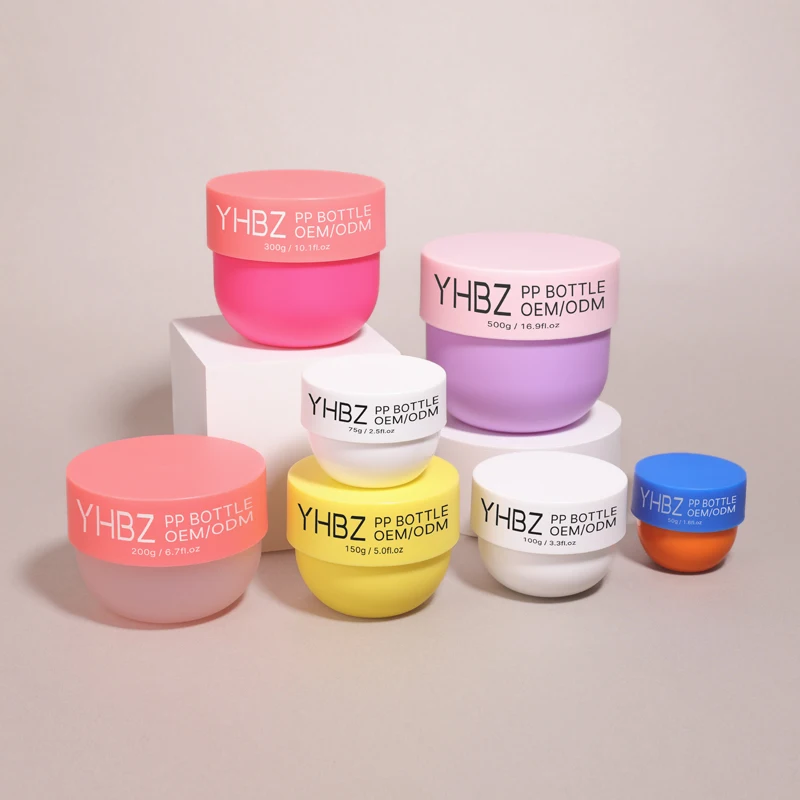 body scrub pp cream jar 50ml 75ml 100ml 150ml 200ml 300ml 500ml recyclable wide mouth round plastic cosmetic pot jar with lid