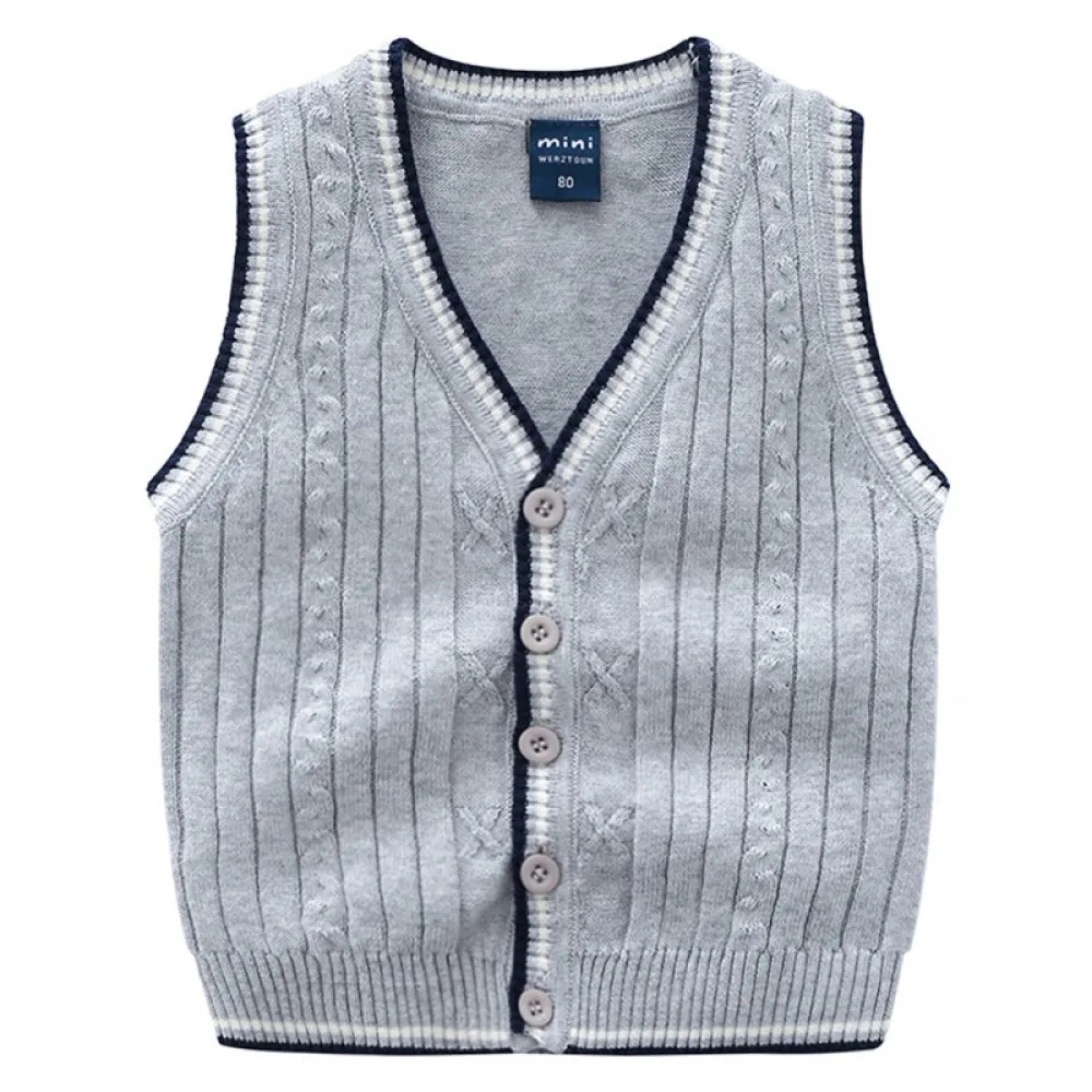 
V neck baby wool sweater vest fashion sleeveless knitting pattern boy sweater for baby boy school uniform 