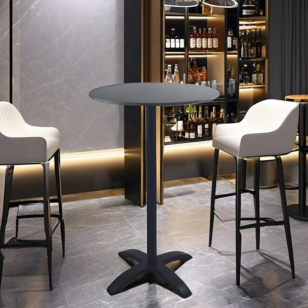 Aluminum HPL board round Bar Table for Outdoor Furniture Cafe Shop and Patio