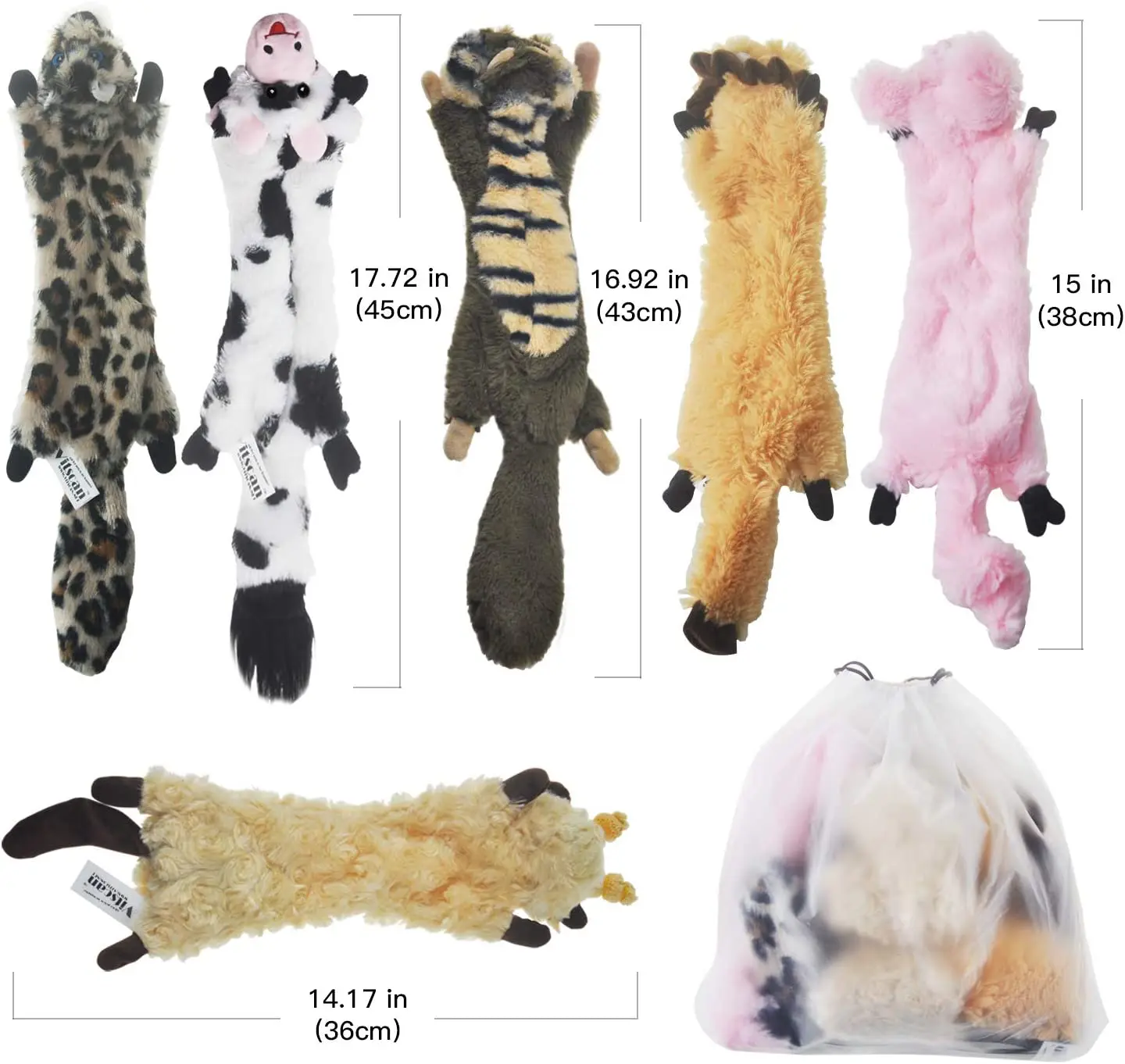 Interactive 6 Pack Pet Toys Dog Large Squeaky Toys Crinkle No Stuffing Animals Dog Plush Chew Toy for Small Medium and Large Dog