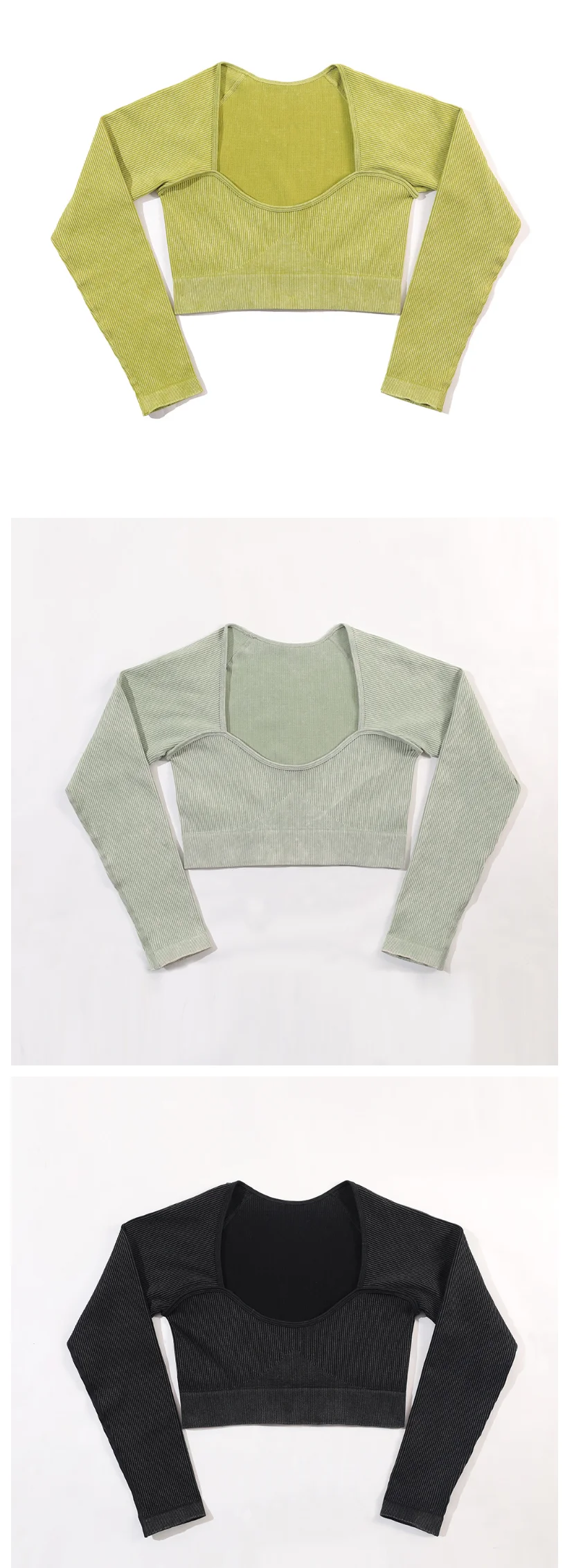 2022 Hot Selling Ribbed Seamless Long Sleeve Yoga Top Leggings Set Workout Running Sport Wear 6Pcs Set