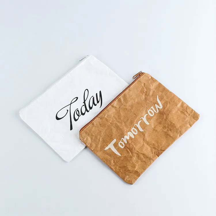 Waterproof environmental protection shopping kraft paper bag Dopont cosmetic hand tyvek makeup bags customizazble