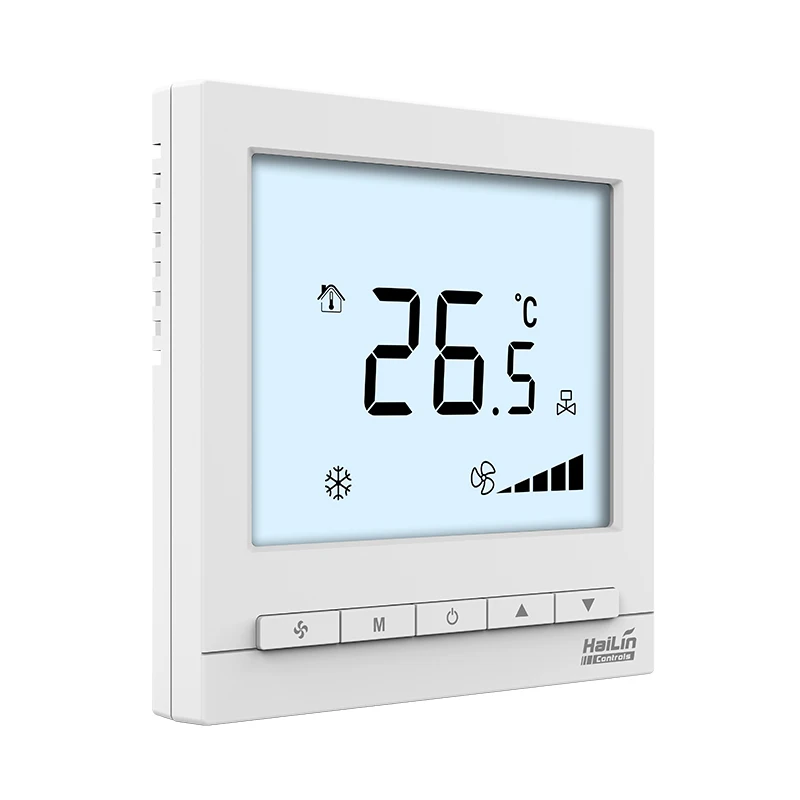 HaiLin 4 Pipe FCU Thermostat 0-10V Modulating Valve  24V RS485 Programmable Schedule Remote Sensor OEM