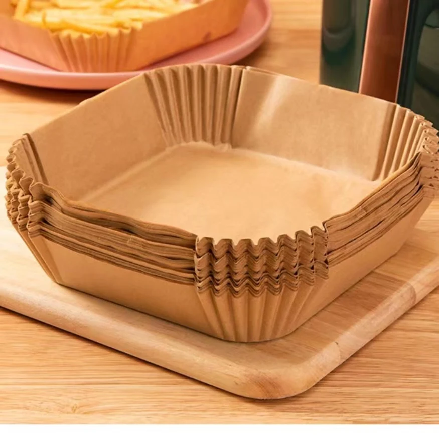 Square 7.9 inch 50pcs 100pcs Baking paper Air Fryer Liners Parchment Paper  Disposable Paper Liner  for air fryer
