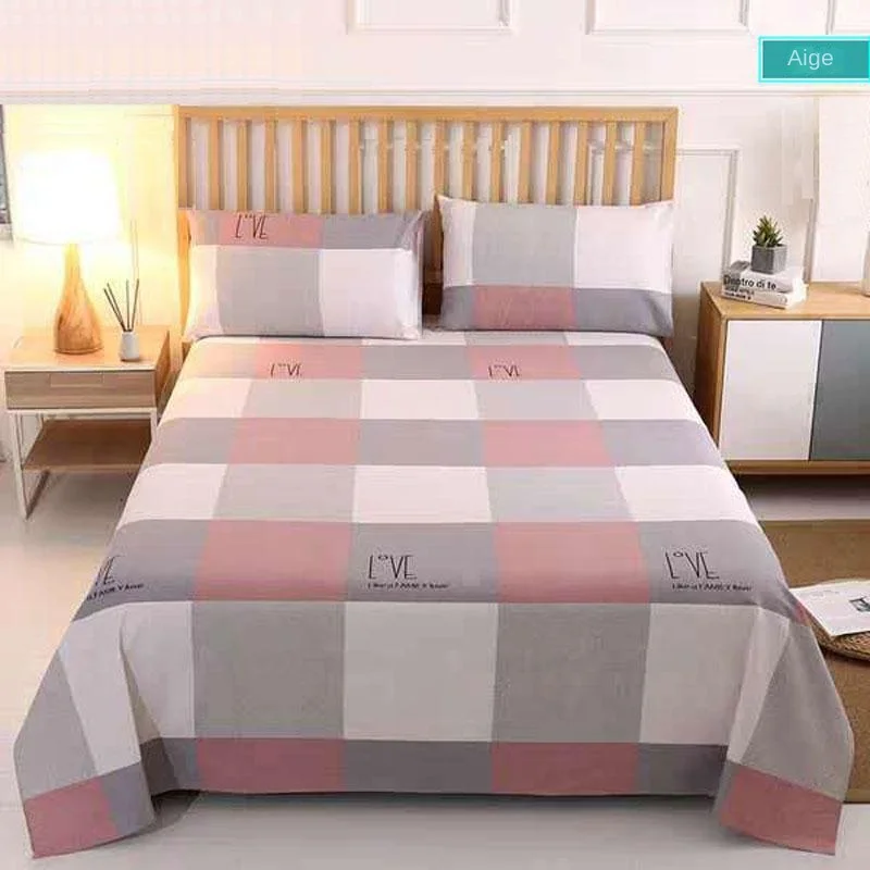 Double warp and double weft old coarse cloth sheet three-piece set of thick cot bedding gifts group purchase benefits