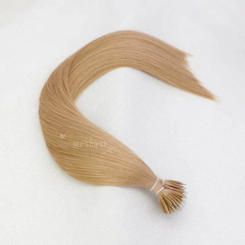 Wholesale Custom Color Virgin Black White Color Straight Yak Hair Cuticle Aligned  Vendors Remy Human Hair Extension Nano Ring