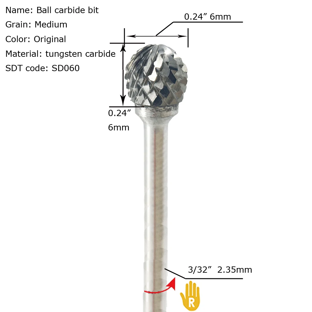 Ball round medium grain carbide nail drill bits set ready to ship