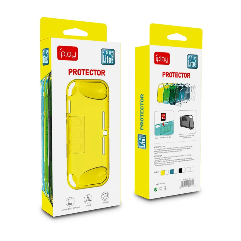 Чехол для Switch Lite из мягкого ТПУ с защитой от падения и 3 слотом карт NS прозрачный
